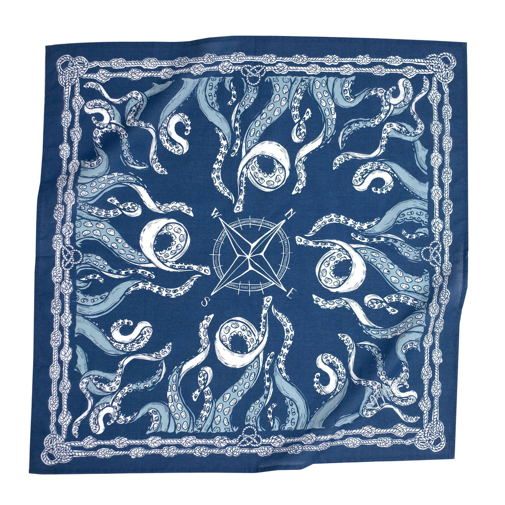 No. 070 Nautilus Bandana with heart mahjong embroidery, product flat lay