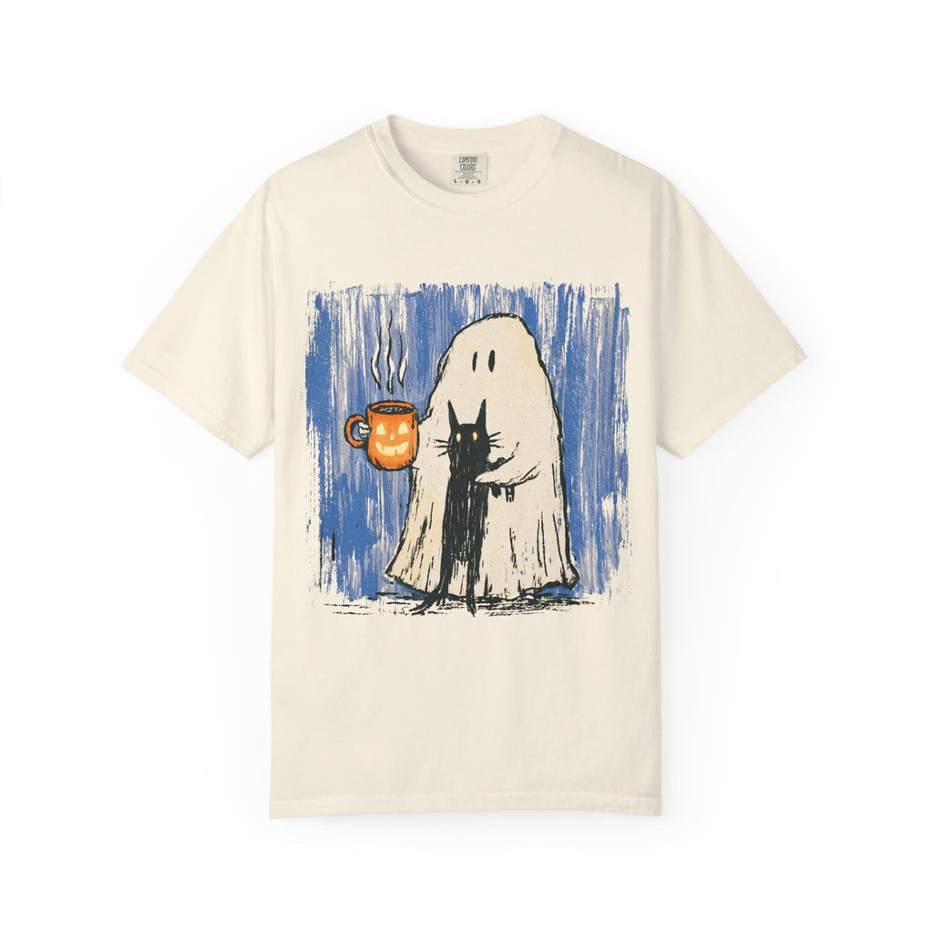 Ghost & Black Cat Halloween Graphic Tee