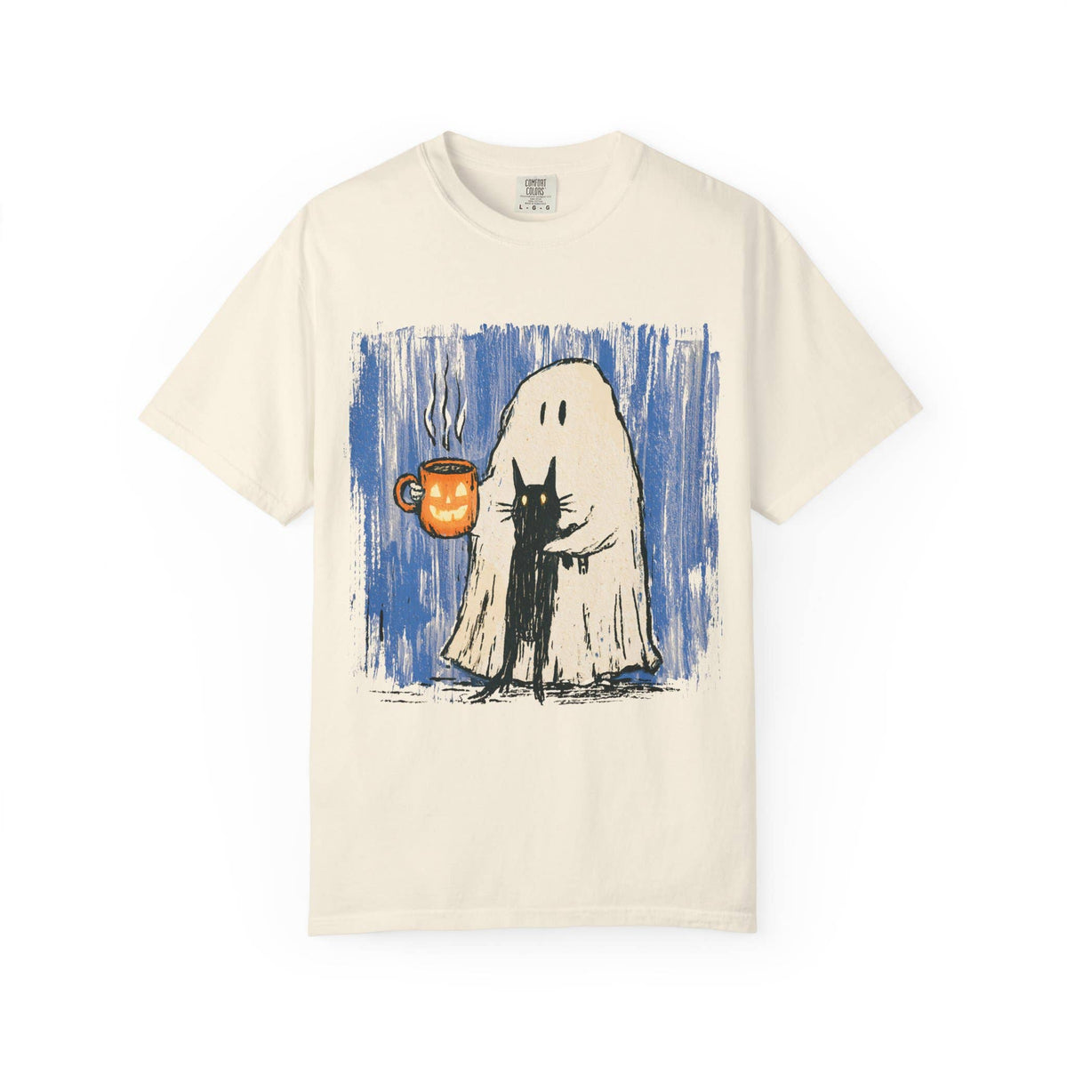 Ghost & Black Cat Halloween Graphic Tee