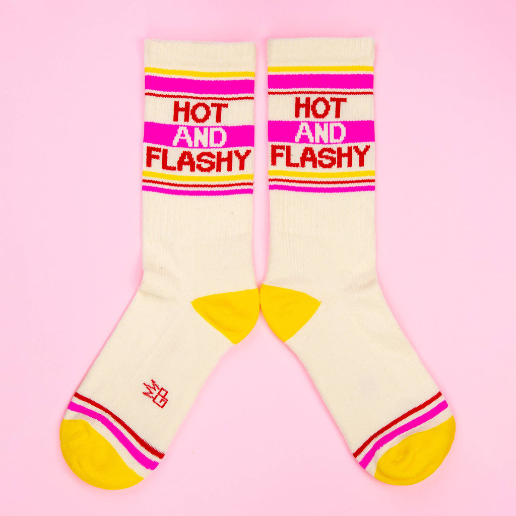 Hot & Flashy Gym Crew Socks, inside view of socks, print on outside and inside is identical