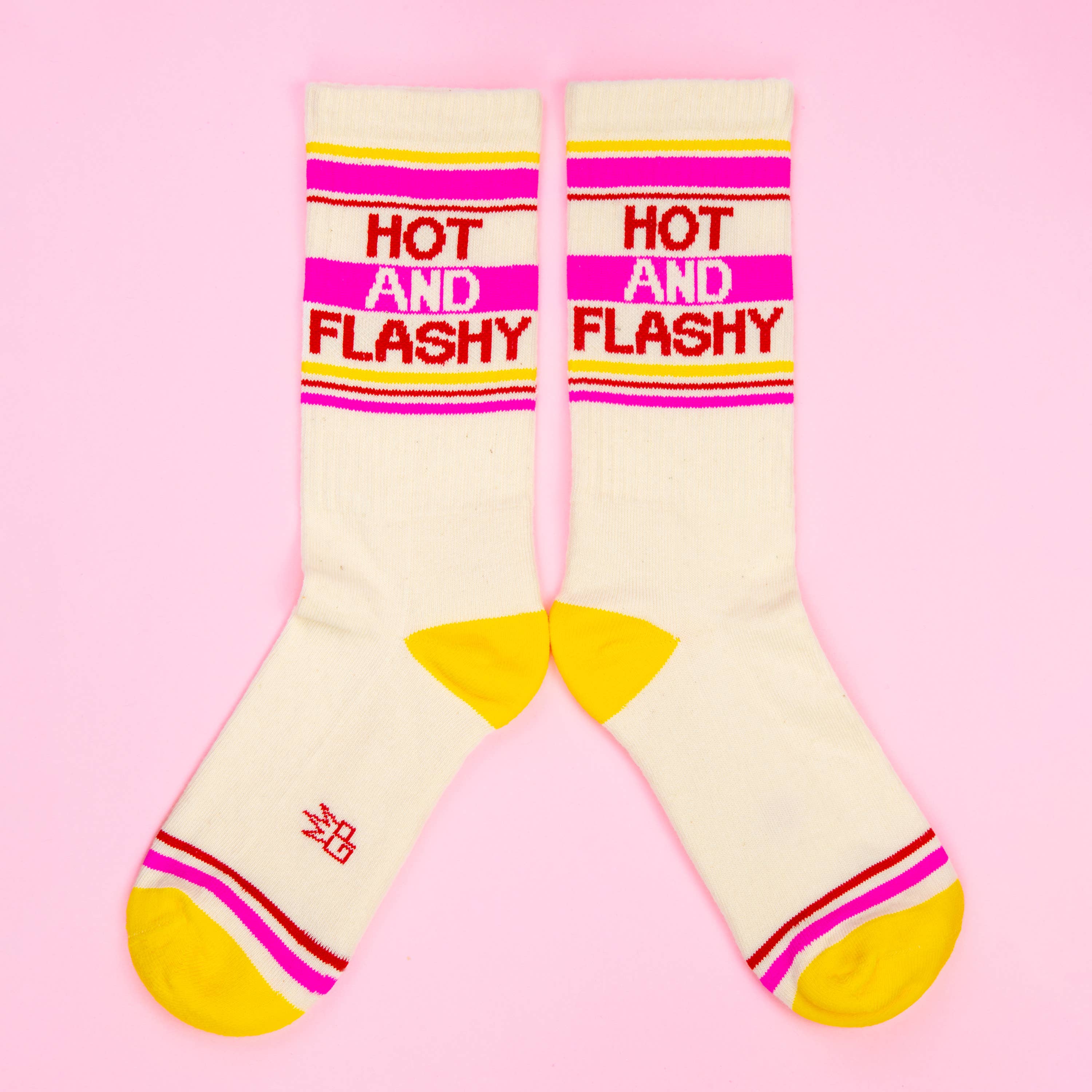 Hot & Flashy Gym Crew Socks, inside view of socks, print on outside and inside is identical