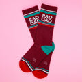 Rad Dad Gym Crew Socks, product flat lay on pink background